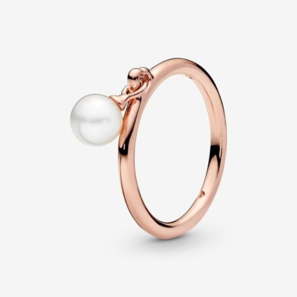 💍Pandora Dangling Freshwater Cultured Pearl Ring - Picture 1 of 3